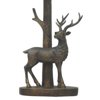 Britalia BRA1013 Antique Gold Stag Table Lamp with Grey Cotton Lampshade  - 26cm Height 