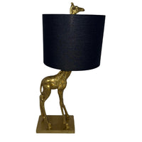 Britalia BRA1015 Gold Resin Giraffe Table Lamp with Black Linen Drum Shade - 54cm Height