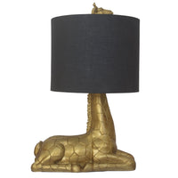 Britalia BRA1016 Gold Resin Sitting Down Giraffe Table Lamp with Black Drum Lampshade