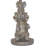 Grey Resin Elephant Family Table Lamp with White Lampshade
