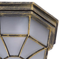 Aged Brass Outdoor Frosted Glass Wall Ceiling Light