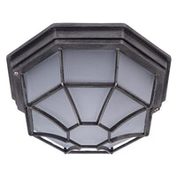 Antique Silver & Frosted Glass Outdoor Vintage Octagonal Flush Light 27cm