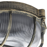 Aged Brass Round Caged Outdoor Wall Light Outdoor 1 Lamp