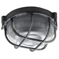 Antique Silver & Ribbed Glass Outdoor Vintage Round Flush Bulkhead Wall Light 27cm