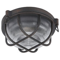 Old English & Ribbed Glass Outdoor Vintage Round Flush Bulkhead Wall Light 27cm