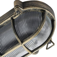 Aged Brass Oval Caged Outdoor Wall Light Outdoor Lamp