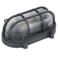 Antique Silver & Ribbed Glass Outdoor Vintage Oval Flush Bulkhead Wall Light 25cm