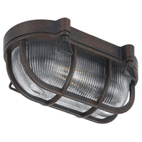 Old English & Ribbed Glass Outdoor Vintage Oval Flush Bulkhead Wall Light 27cm