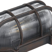 Aged Brown Oval Caged Outdoor Wall Light Lamp