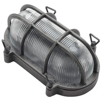 Antique Grey & Ribbed Glass Outdoor Vintage Oval Flush Bulkhead Wall Light 25cm