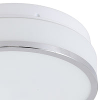 White Glass & Polished Chrome Round Bathroom Light
