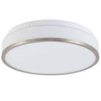 Satin Chrome & White Glass Bathroom Vintage Round Flush Light 28cm