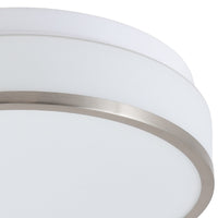 White Glass & Brushed Chrome Round Bathroom Light