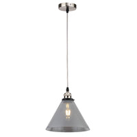 Brushed Chrome Smoky Pyramid Glass Modern Pendant Lighting