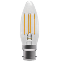 LED 4W (40W) Candle Lamp BC B22 Clear Filament 470lm 2700k Warm White