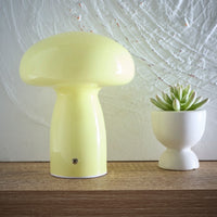 Yellow Glass mushroom LED table lamp
