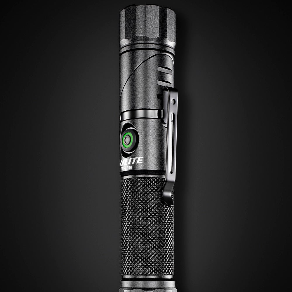 LED Black USB Rechargeable Dual Power Right Angle Flashlight 1200lm ...