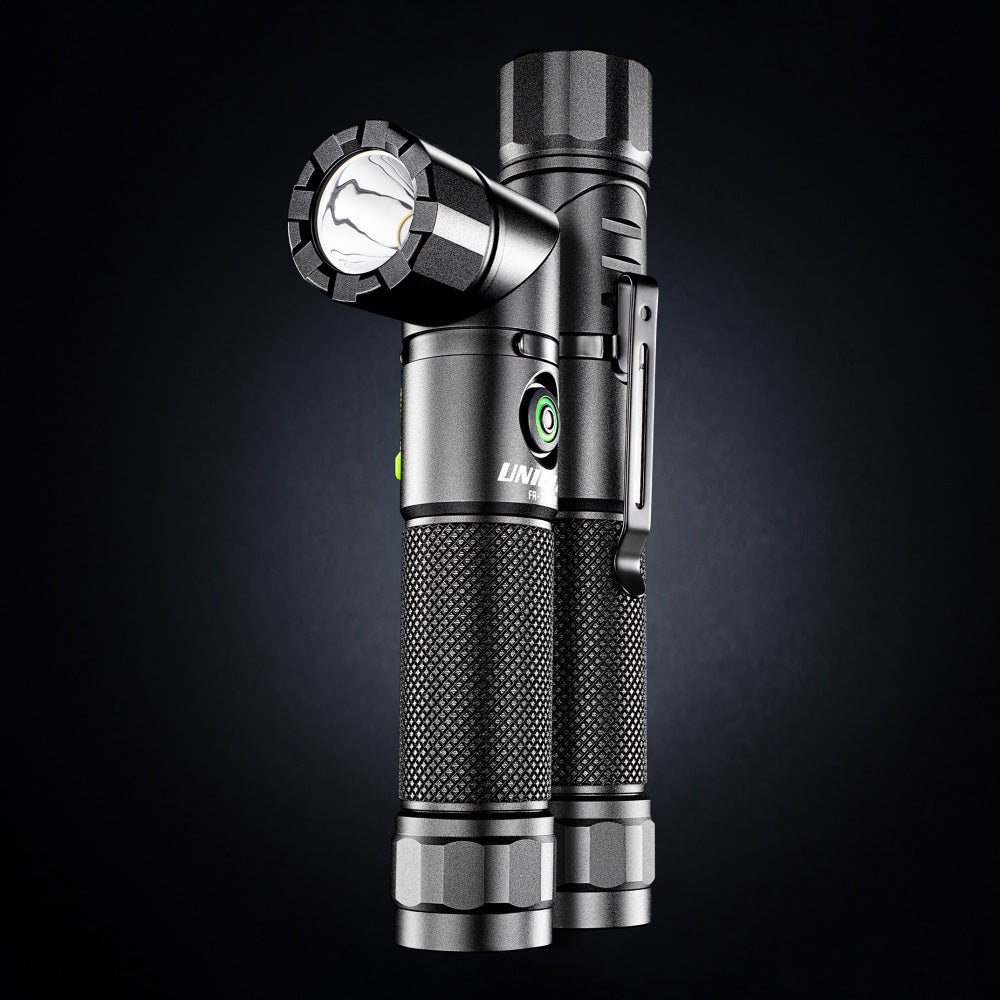 LED Black USB Rechargeable Dual Power Right Angle Flashlight 1200lm ...