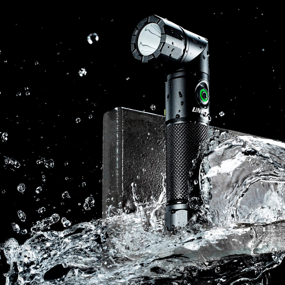 LED Black USB Rechargeable Dual Power Right Angle Flashlight 1200lm ...