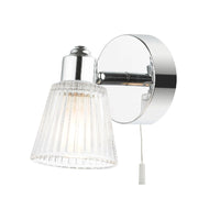 Polished Chrome & Ribbed Glass Bathroom Vintage Wall Light Spot