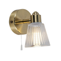 Magnalux GAT01SBWL Satin Brass & Ribbed Glass Bathroom Vintage Wall Light Spot
