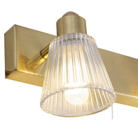Satin Brass & Ribbed Glass Twin Bathroom Vintage Wall Light