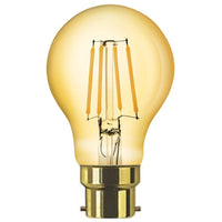 LED 4W (35W) GLS Lamp BC B22 Amber Filament 410lm 2400k Extra Warm White