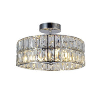 Polished Chrome and Cyrstal Modern 4 Lamp Bathroom Semi Flush Ceiling Light