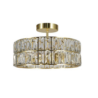 Magnalux HAL0SB Satin Brass and Cyrstal Modern 4 Lamp Bathroom Semi Flush Ceiling Light IP44
