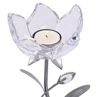 Silver flower tea light candle holder