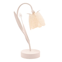 Widdop HE2849 Cream Glass Flower Single Stem Battery Powered LED Table Lamp - 30cm Height