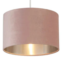 Blush Pink Velvet Vintage Easy Fit Drum Shade with Silver Inner 28cm
