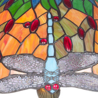 Colorful stained glass dragonfly design Gold Table Lamp