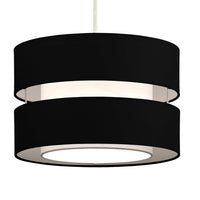 K Living Black Cotton Fabric Double Layer Retro Easy Fit Drum Lampshade
