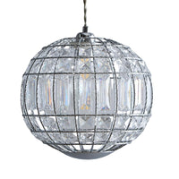 K Living Polished Chrome and Crystal Globe Modern Easy Fit Non Electric Pendant - 25cm Diameter