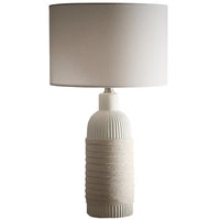 K Living LARIA/TLWS Cream Ribbed Ceramic with Rope Design Modern Cylinder Table Lamp with Cream Linen Shade
