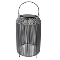 K Living LAURORARATT/LARG Grey Rattan LED Solar Rechargeable Outdoor Floor Lamp - 44cm Height