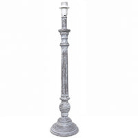 K Living LAURORE/TL Distressed Grey Wooden Candlestick Table Lamp Base – Rustic Farmhouse Bedroom &amp; Living Room Lighting - 60cm Height