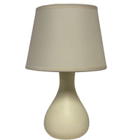 K Living LCALVINCRE/TLWS Cream Ceramic Teardrop Modern Table Lamp with Cotton Shade - 29cm Height
