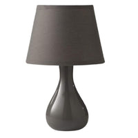K Living LCALVINGRY/TLWS Grey Ceramic Teardrop Modern Table Lamp with Cotton Shade - 29cm Height