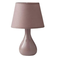 K Living LCALVINPNK/TLWS Pink Ceramic Teardrop Modern Table Lamp with Cotton Shade - 29cm Height