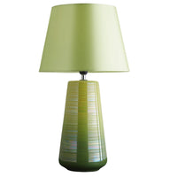 K Living LCANADAGRN/TL Green Ceramic Modern Table Lamp With Green Silk Shade - 44.5cm Height