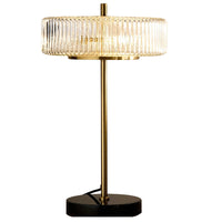 K Living LCARTER/TL Black and Gold Modern Table Lamp with Clear Ribbed Glass and Marble Base