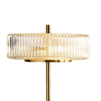 Gold Table lamp with ribbed glass shade and black marble base