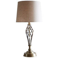 Antique Brass Barley Twist Vintage Table Lamp with Natural Linen Shade 62cm