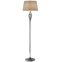 Polished Chrome Barley Twist Vintage Floor Lamp with Gold Shimmer Shade 160cm