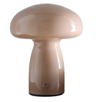 K Living LCORYMOCH/TL Mocha Glass Mushroom Shaped Modern Touch Rechargeable Table Lamp - 19cm Height