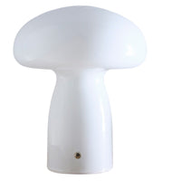 K Living LCORYWHI/TL White Glass Mushroom Shaped Modern Touch Rechargeable Table Lamp - 19cm Height