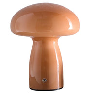 K Living LCOREYBRO/TL Brown Glass Mushroom Shaped Modern Touch Rechargeable Table Lamp - 19cm Height