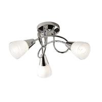 K Living LDIONECHR/3LT Polished Chrome Swirl with Opal Shades Modern 3 Lamp Semi Flush Ceiling Light